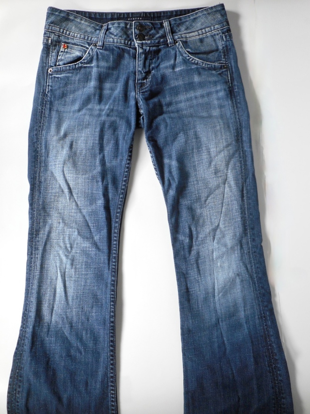 Y2K Hudson 28 Denim Jean W170DHK Bootcut Low-Rise USA Flap Pocket 28x31.5 HEMMED - Picture 3 of 12